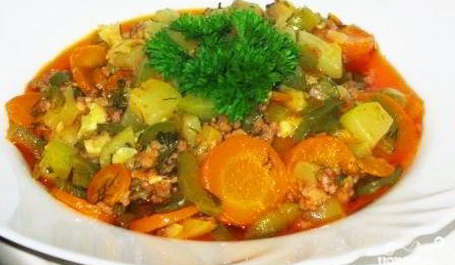 Рецепт рагу с фаршем и овощами