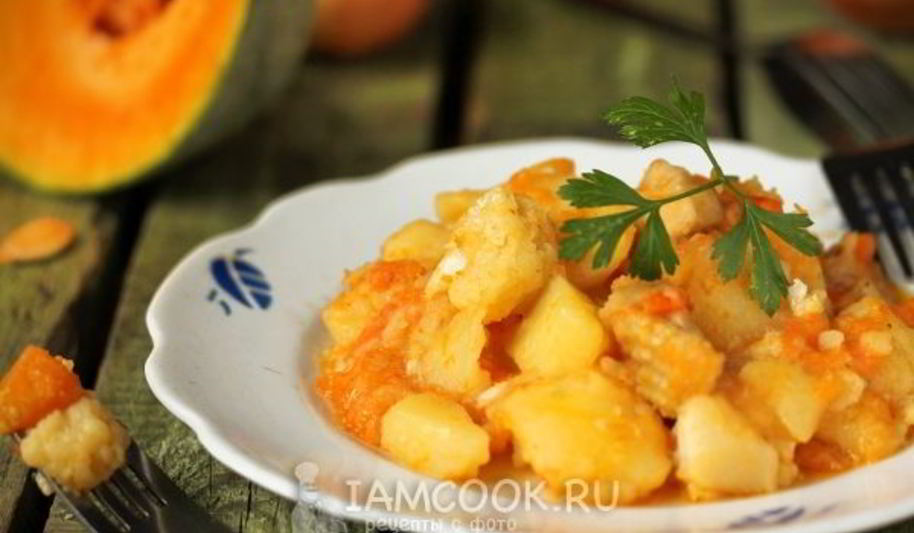 Рецепт рагу с курицей, тыквой и цветной капустой в мультиварке