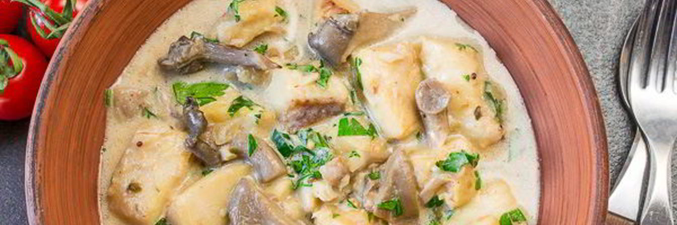 Рыбное рагу с вешенками