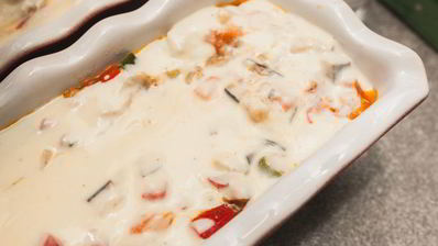 яркий рататуй с семгой