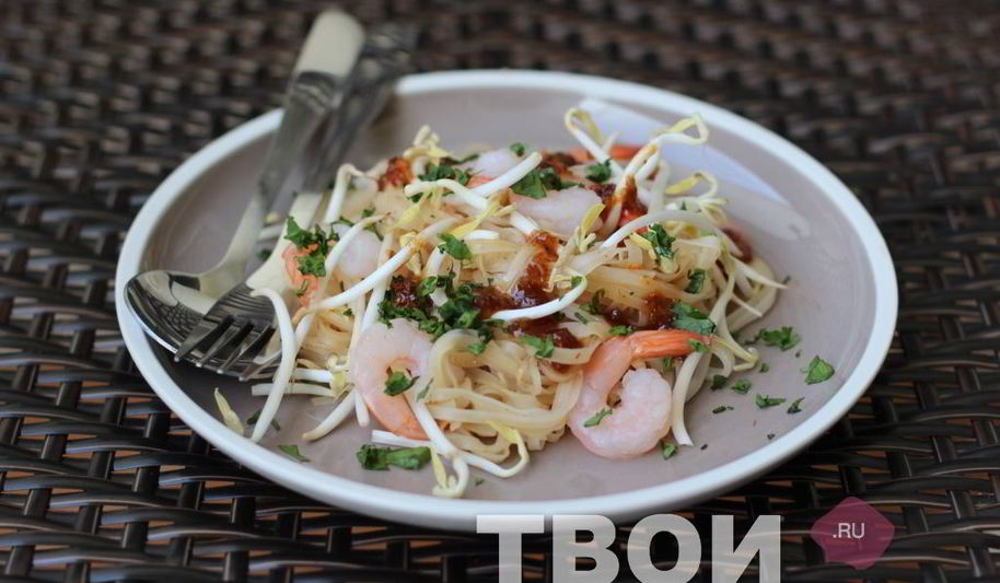 Рецепт рисовой лапши с креветками