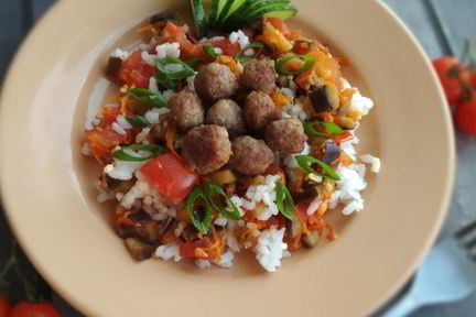 Фрикадельки с ризотто