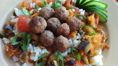 фрикадельки с ризотто