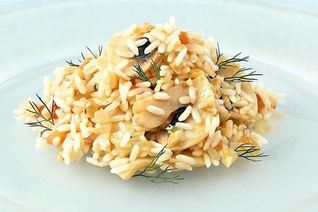 Грибное ризотто с орехами