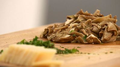 грибное ризотто со шпинатом