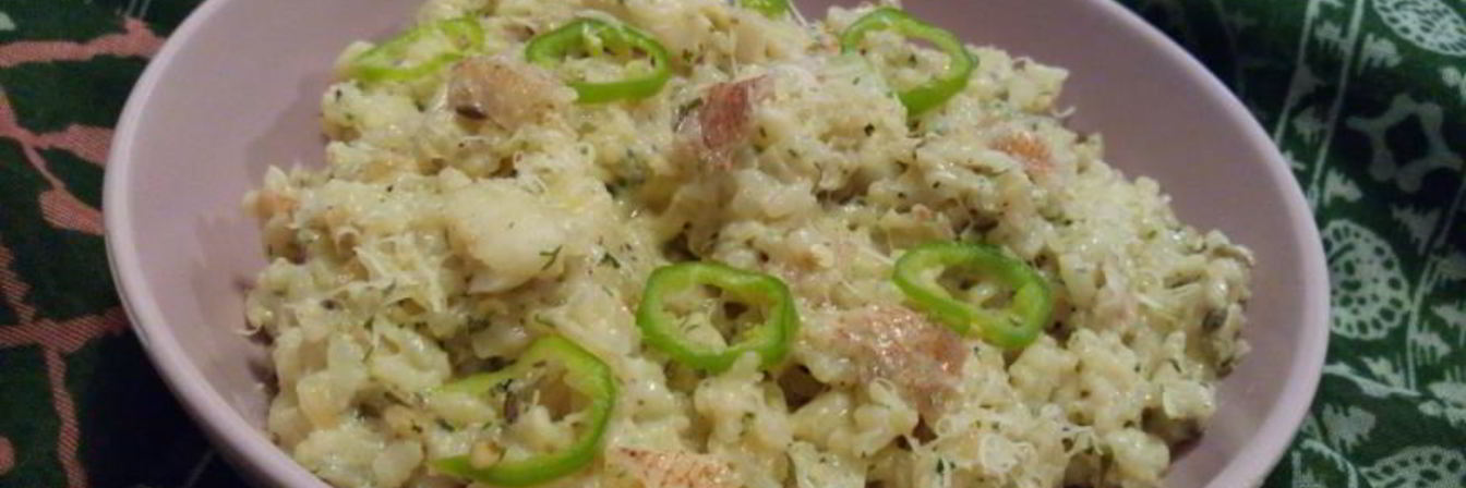 Насыщенное ризотто с морским окунем и сливками