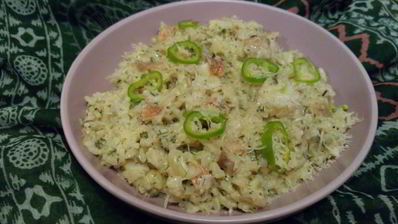 насыщенное ризотто с морским окунем и сливками