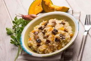 Осеннее ризотто с грибами и тыквой