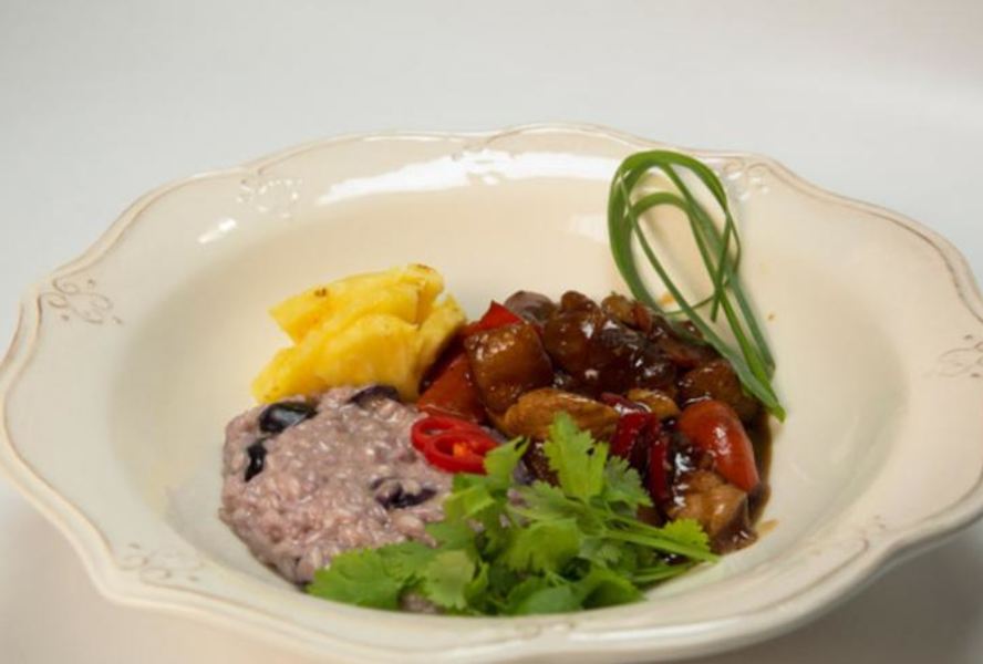 Пряная индейка с виноградным ризотто