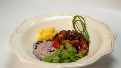 пряная индейка с виноградным ризотто