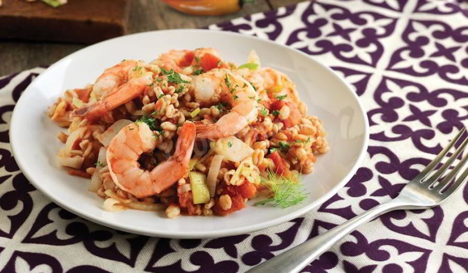 Рецепт ризотто из фарро с креветками