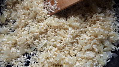 ризотто с горошком и мятой