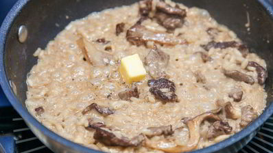 ризотто с говядиной и вешенками