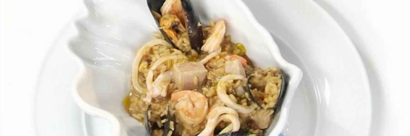 Ризотто с морепродуктами и белыми грибами