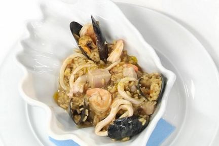 Ризотто с морепродуктами и белыми грибами