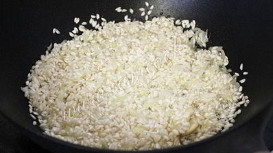 ризотто с морепродуктами и стручковой фасолью