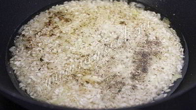 ризотто с морепродуктами и стручковой фасолью