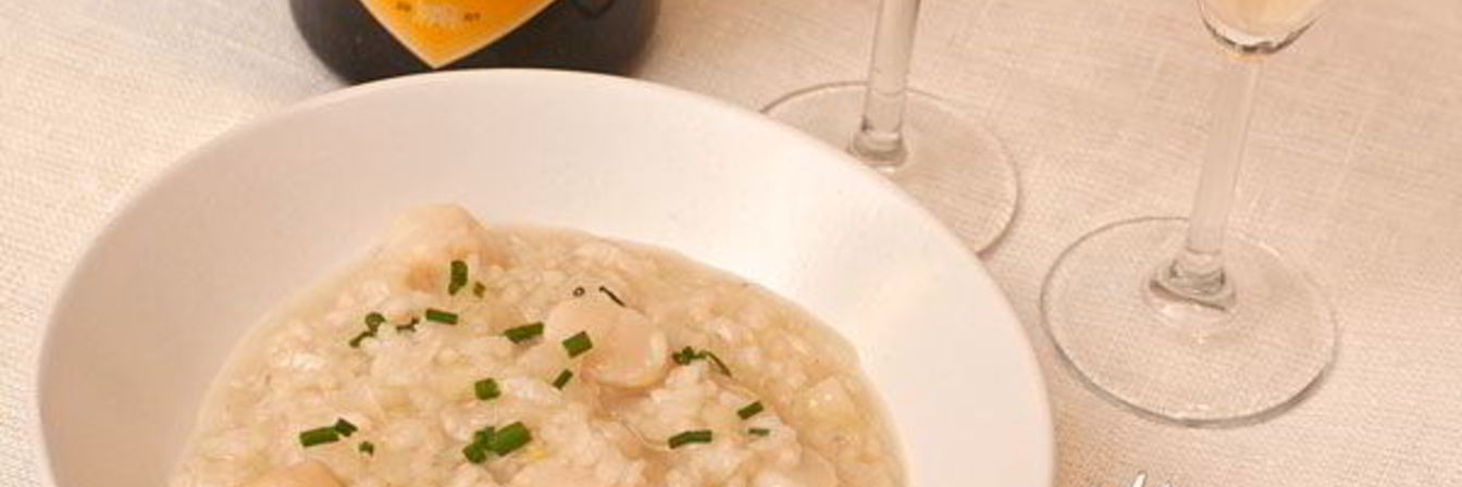 Ризотто с морскими гребешками и шампанским