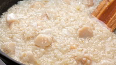 ризотто с морскими гребешками и шампанским