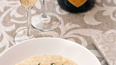 ризотто с морскими гребешками и шампанским