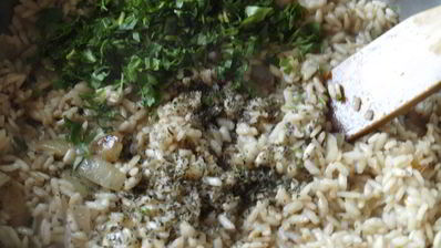 ризотто с петрушкой и вялеными помидорами