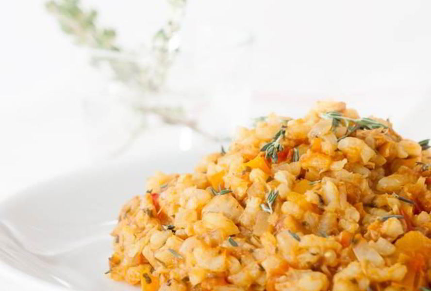 Ризотто с помидорами и свежим тунцом