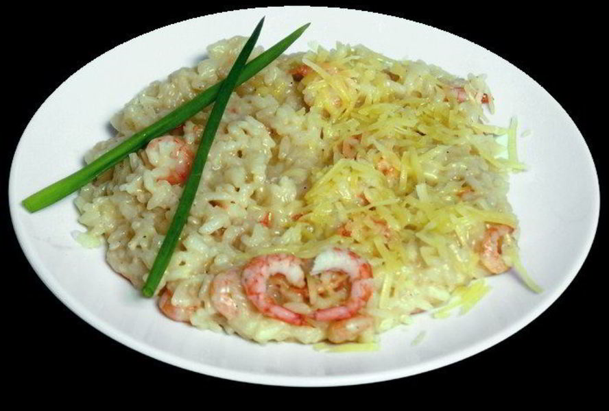 Ризотто с шампанским и тигровыми креветками