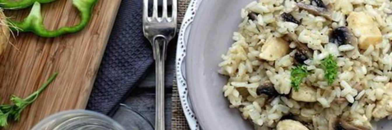 Ризотто с шампиньонами и куриным филе