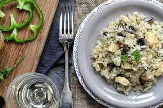 Ризотто с шампиньонами и куриным филе