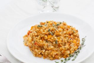 Ризотто с тунцом и овощами