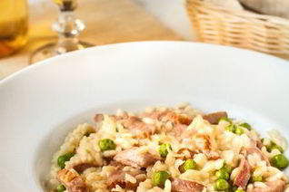 Ризотто с уткой и молодым горошком