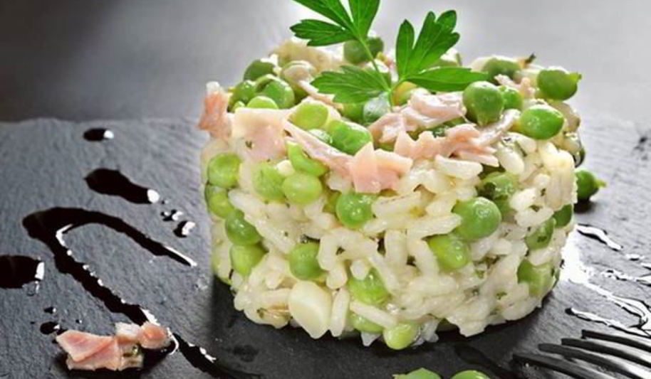 Рецепт ризотто с зеленым горошком и ветчиной