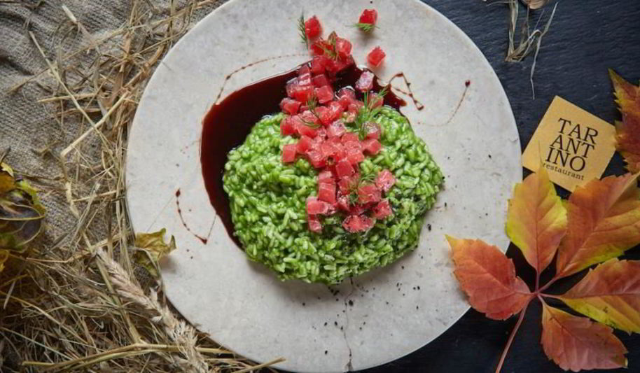 Рецепт ризотто со шпинатом, свежим тунцом и соусом терияки