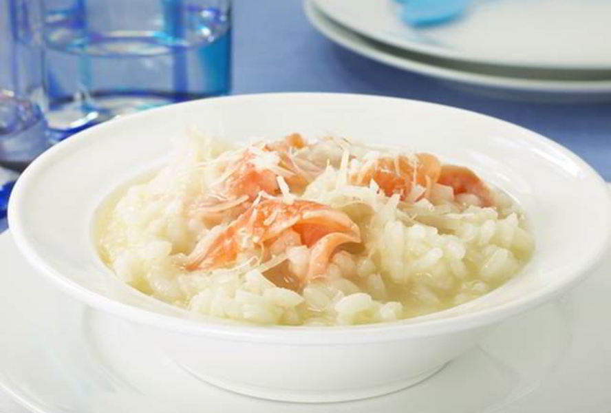 Ризотто со спаржей и лососем