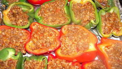 сладкие перцы, фаршированные ризотто