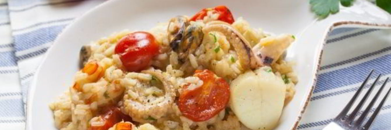 Томатное ризотто с морепродуктами