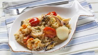 томатное ризотто с морепродуктами