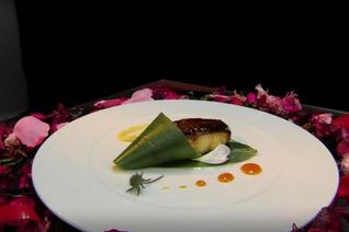 Черная треска в мисо-соусе с банановым пюре