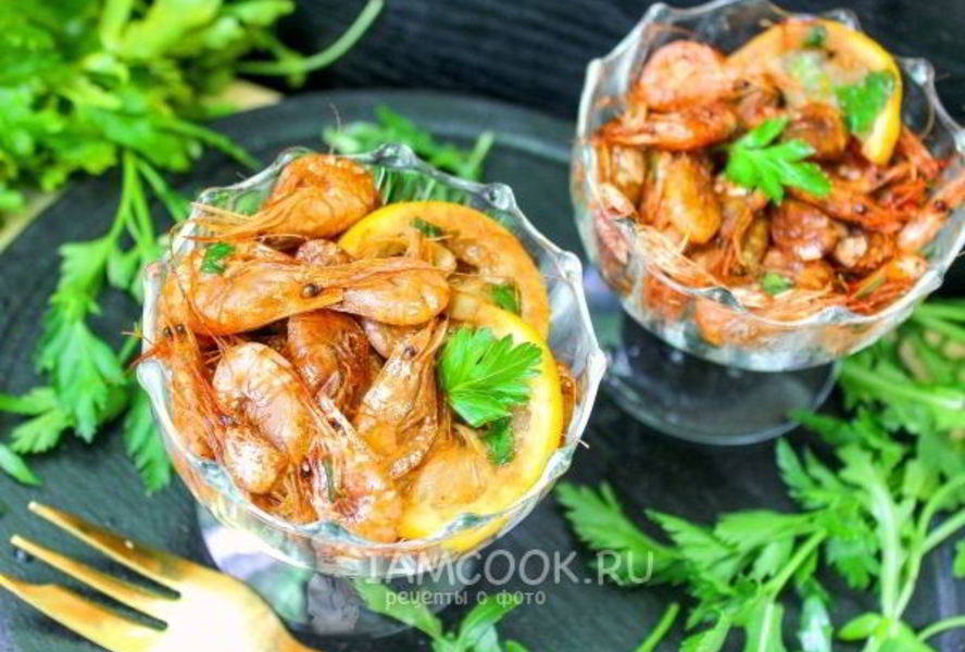 Черноморские креветки в соевом соусе с лимоном