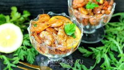черноморские креветки в соевом соусе с лимоном