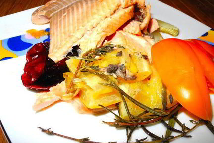 Форель с фенхелем и солеными лимонами