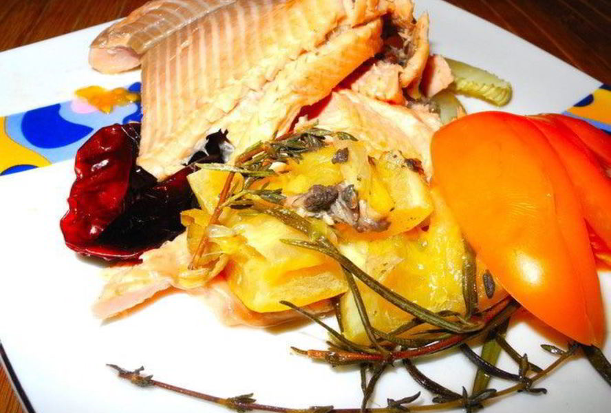 Форель с фенхелем и солеными лимонами