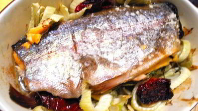 форель с фенхелем и солеными лимонами