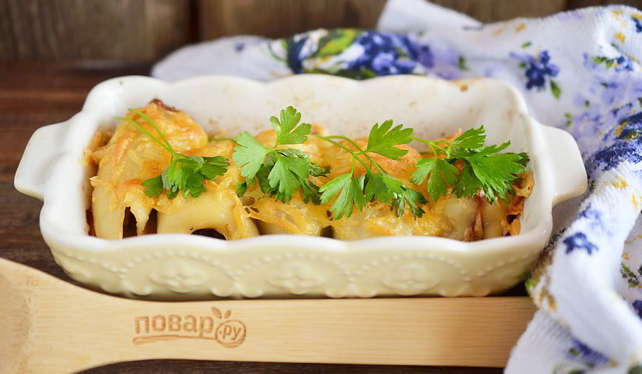 Рецепт кальмаров, фаршированных грибами и черносливом