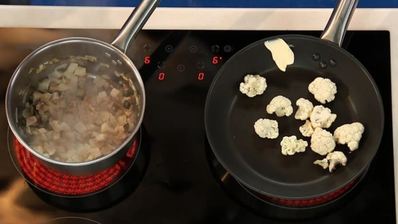 осетрина гриль с цветной капустой и водка-соусом