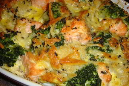 Рыба запеченная с брокколи в духовке