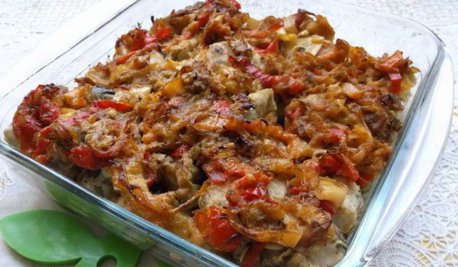 Рецепт рыбы, жареной с луком и болгарским перцем