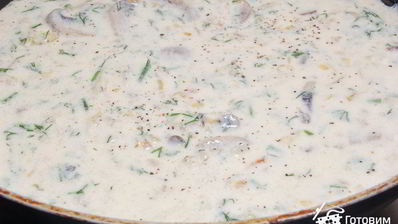 семга со сливочным соусом и грибами