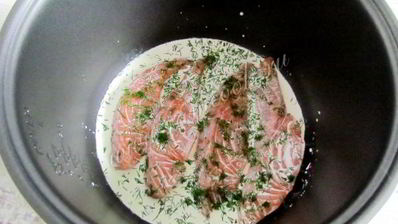 семга, тушеная в мультиварке