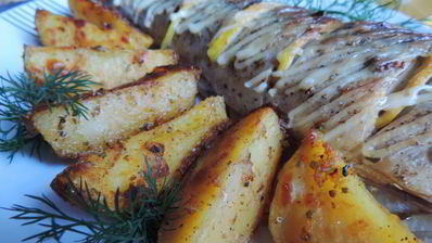 скумбрия, запеченная с картофелем
